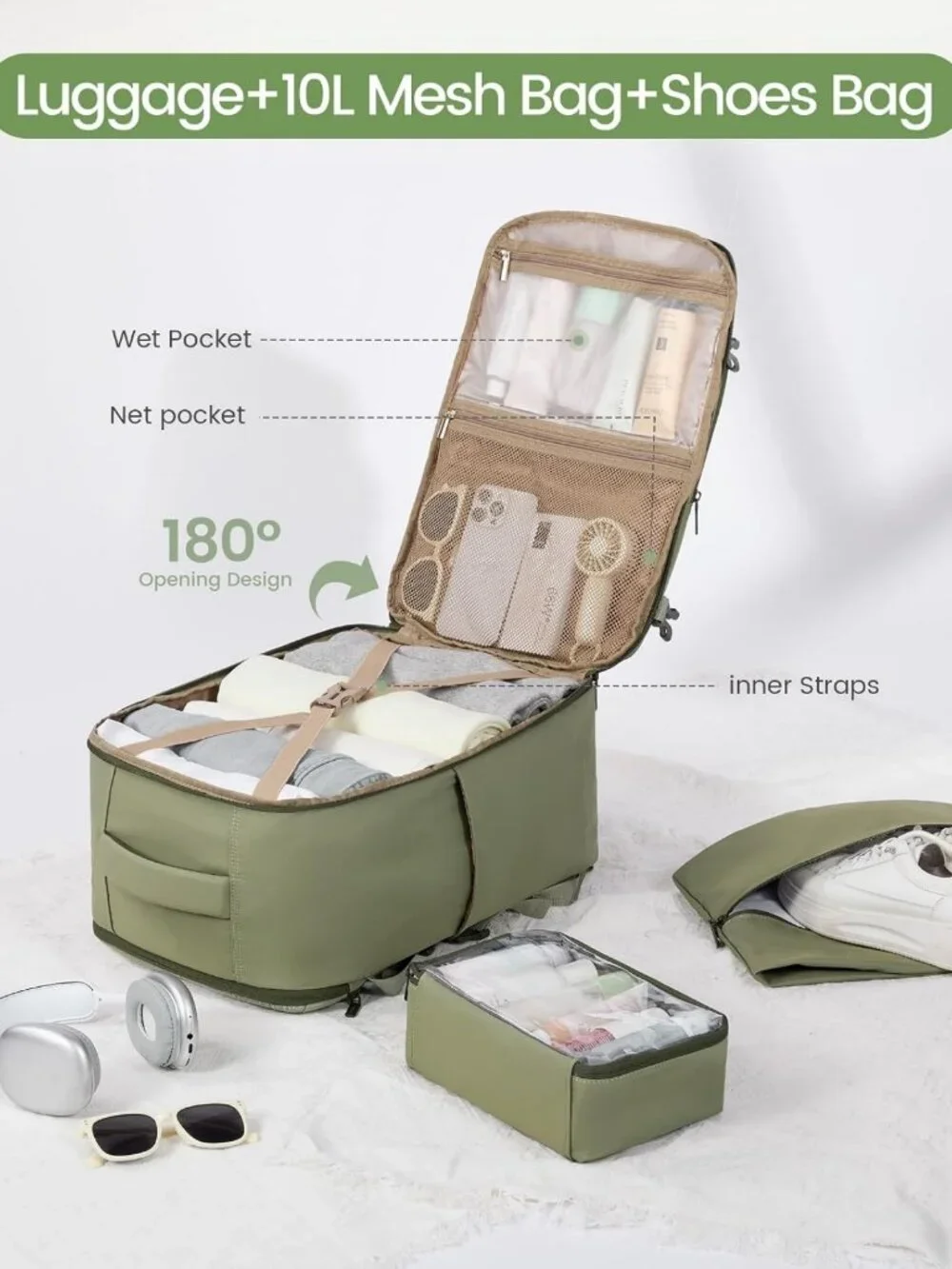 Spacious 40L Travel Backpack, Airline Approved Carry-On, Fits 17.3